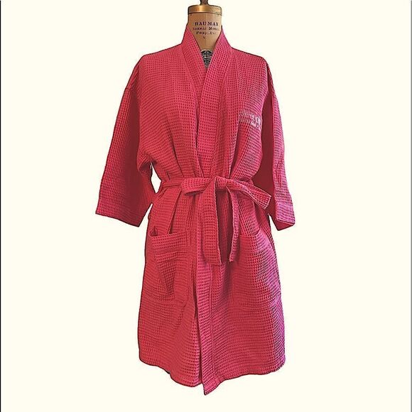 Pink Waffle cotton mix Bathrobe - Picture 1 of 11
